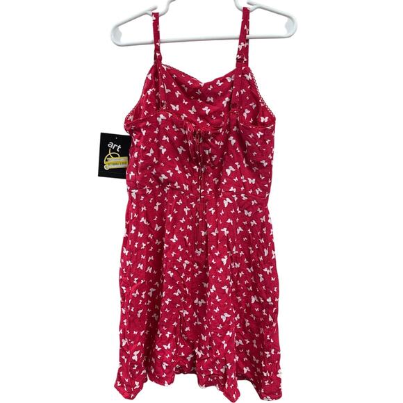 New Art Class Girls Small (6/7) Butterfly Thin Strap Back Zip Scallop Edge Dress - Picture 2 of 3